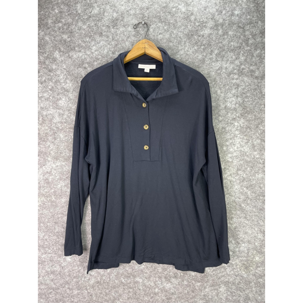 Pure Jill Shirt Womens Medium Black Tranquility Fleece Long Sleeve Tunic Top